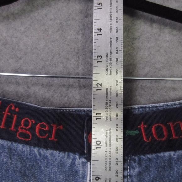 Vintage Tommy Jeans Shorts Womens 13 Blue Denim Logo Waistband High Rise 90s - Picture 5 of 8